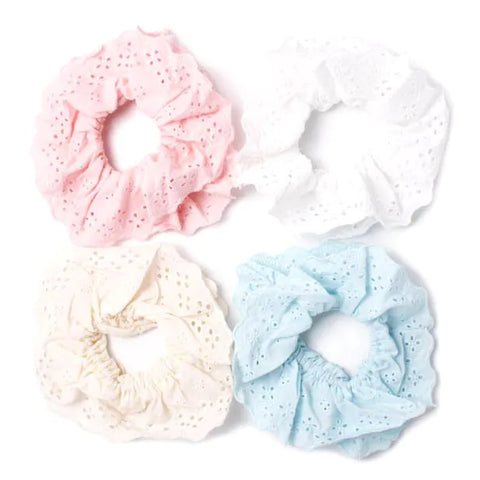 Large - Broderie Style Double Layered Scrunchie.Dia.15cm