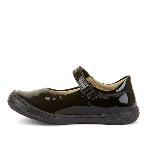 Kids Mia School Shoes in Black Patent Leather