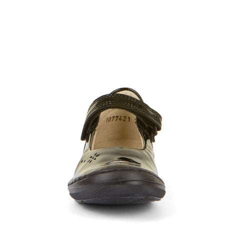 Kids Mia School Shoes in Black Patent Leather