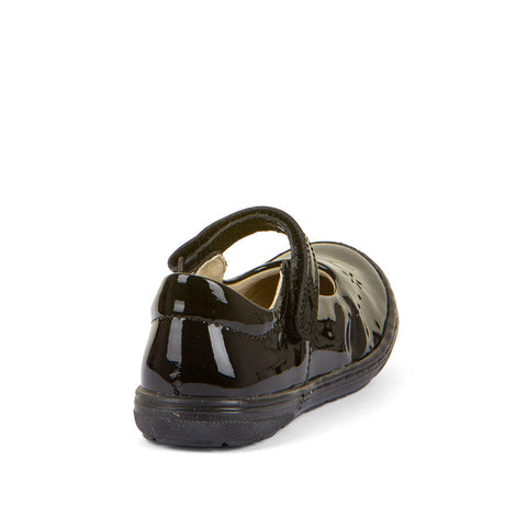 Kids Mia School Shoes in Black Patent Leather