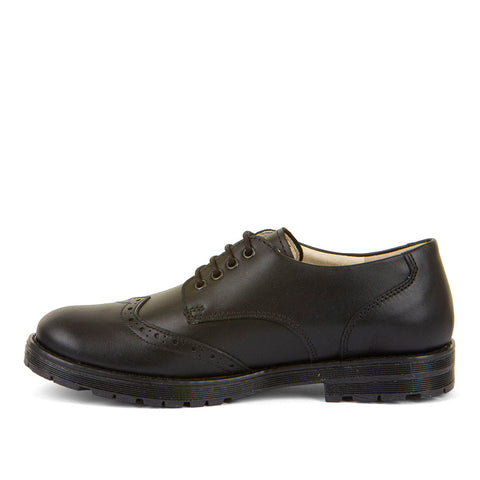 Charlie Boys' Black Leather Brogue School Shoes
