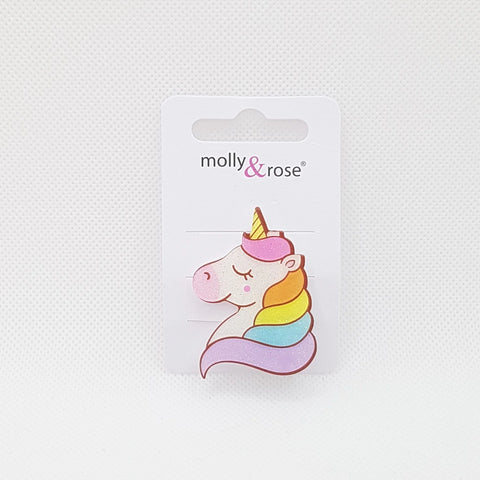 Clip / Glitter acrylic unicorn clip. 2 styles.