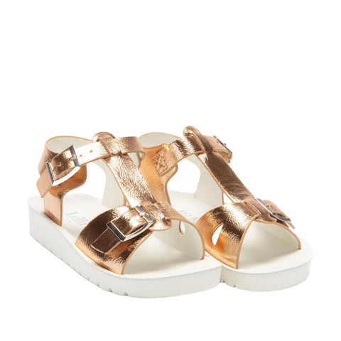Kids LK3505 Agata Rose Gold Metallic Buckle Sandals