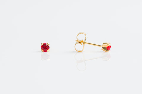 TINY TIPS GOLD PLATED TIFF. 3MM -JULY RUBY