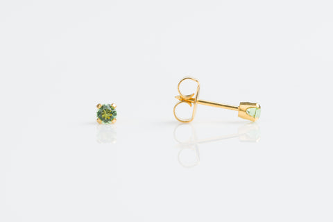 TINY TIPS GOLD PLATED TIFF. 3MM – AUGUST PERIDOT