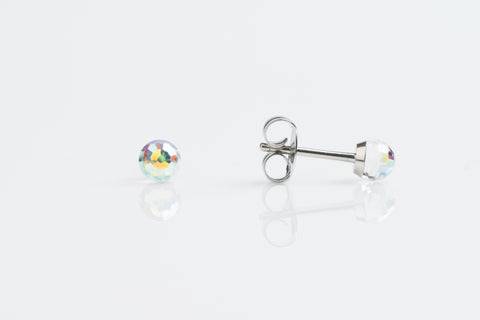 TINY TIPS STAINLESS 4MM AB/RAINBOW CRYSTAL BALL