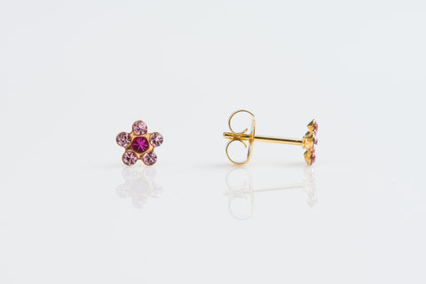 TINY TIPS GOLD PLATED 5MM DAISY LIGHT ROSE – FUCHSIA
