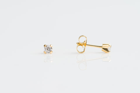 TINY TIPS GOLD PLATED TIFF. 3MM CUBIC ZIRCONIA