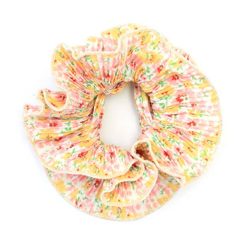 Extra Large - Double layered yellow ditsy floral scrunchie.