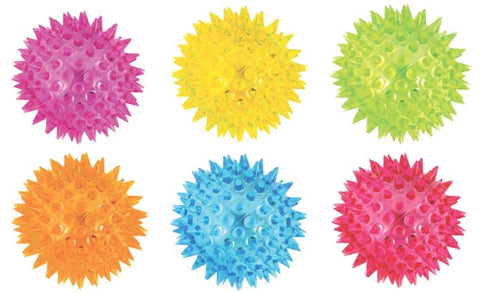 BALL SPIKEY WITH LIGHT 6.5CM 6 ASSORTED COLS
