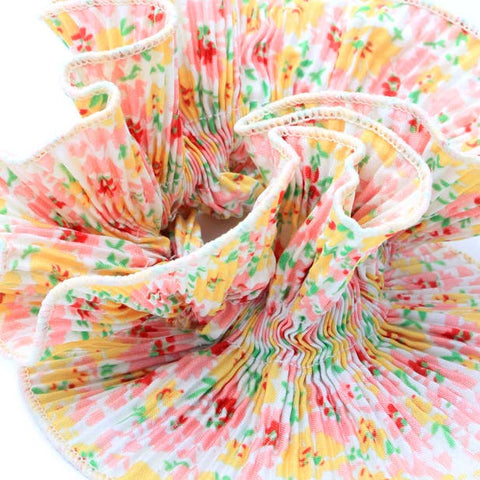 Extra Large - Double layered yellow ditsy floral scrunchie.