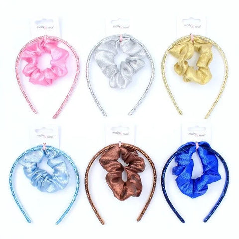 Glitter Sparkly Hairband scrunchie and Head Band Aliceband Hair sets
