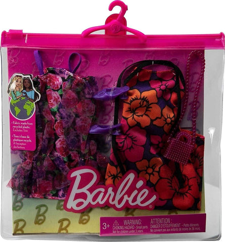 BARBIE DOLL 2 FASHION PACK FLORAL DRESS