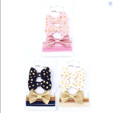 Molly & Rose Hair Bow Clips and Elastic Set